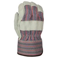 Leather Palm Work Gloves, Gray/Canvas, LG.