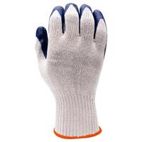 SF00-ERB14461 374-410 Blue Latex Coated Cotton/Polyester String Gloves, Natural, LG.