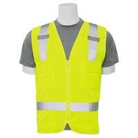 S414 Type R, Class 2 Surveyor Multi-Pocket Safety Vest, Hi Viz Lime, 4X.
