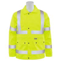 S371 Type R, Class 3 Rain Coat with 3M Reflective Material, Hi Viz Lime, 5X.