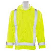 S373 Type R, Class 3 Oversized Rain Jacket with Attached Hood, Hi Viz Orange, 3X/4X.