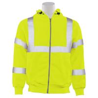 W375 Type R, Class 3 Zip Front Hoodie Sweatshirt, Hi Viz Lime, LG.