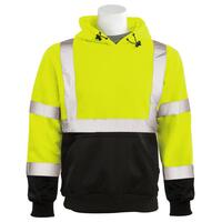 W376B Type R, Class 3 Pullover Hoodie Sweatshirt with Black Bottom, Hi Viz Lime, 4X.