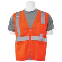 S363P Type R, Class 2 Economy Mesh Zip Front Safety Vest with Pockets, Hi Viz Orange, 3X.