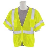 S663P Type R, Class 3 Mesh Zip Front Safety Vest, Hi Viz Lime, MD.