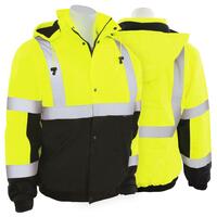 W106T Type R, Class 3 Bomber Jacket with Black Bottom, Fleece Lined - Tall, Hi Viz Orange, 4X.