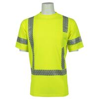 9206SEG Type R, Class 3 Birdseye Mesh Short Sleeve T-shirt with Segmented Tape, Hi Viz Lime, LG.