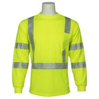 9207SEG Type R, Class 3 Birdseye Mesh Long Sleeve T-Shirt with Segmented Tape, Hi Viz Lime, LG.