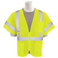 S6633P Type R, Class 3 Mesh Zip Front Safety Vest with Three Pockets, Hi Viz Orange, MD.