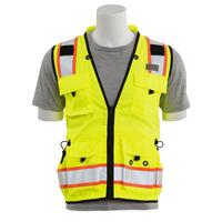 S252C Type R, Class 2 Deluxe Surveyor Safety Vest with Grommets and 15 Pockets, Hi Viz Orange, SM.