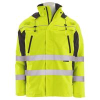 W570R Type R, Class 3 Ripstop Jacket with Lime Removable Fleece Vest, Hi Viz Lime, 3X.