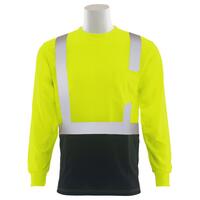 9007SB Type R, Class 2 Birdseye Mesh Long Sleeve T-Shirt with Black Bottom, Hi Viz Orange, 4X.