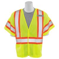 S622 Type R, Class 3 Break-Away Safety Vest with Contrasting Trim, Hi Viz Lime, LG.