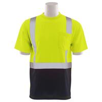 9601SB Type R, Class 2 Jersey Knit Short Sleeve T-Shirt with Black Bottom, Hi Viz Lime, LG.