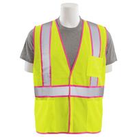 S730 Type R, Class 2 Unisex Mesh Safety Vest with Pink Trim, Hi Viz Lime, 4X.