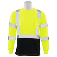9802SB Type R, Class 3 Jersey Knit Long Sleeve T-Shirt with Black Bottom, Hi Viz Orange, 2X.