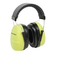 Flat-Liner Ear Muff.  Padded stainless steel headband. 8.2 oz., Hi Viz Lime/Black. NRR 26dB.